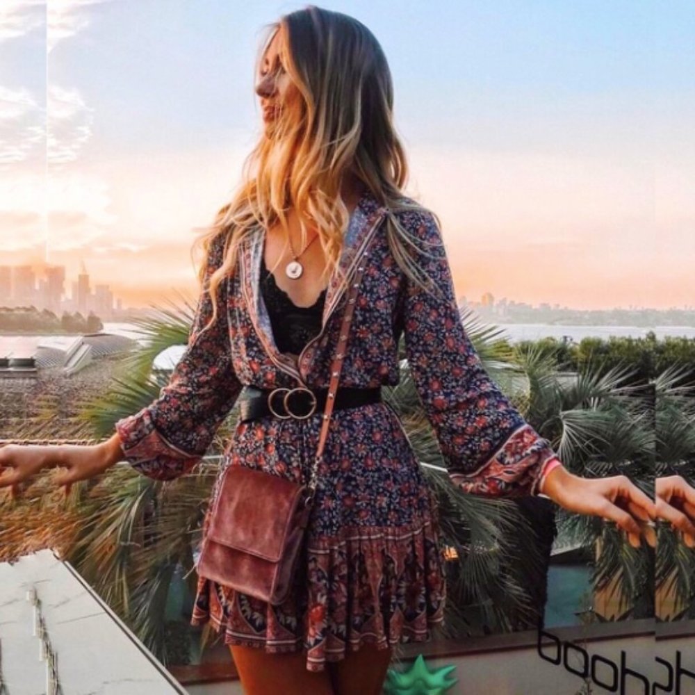 NWOT Spell & the Gypsy Collective Jasmine Playdress XXS in NAVY